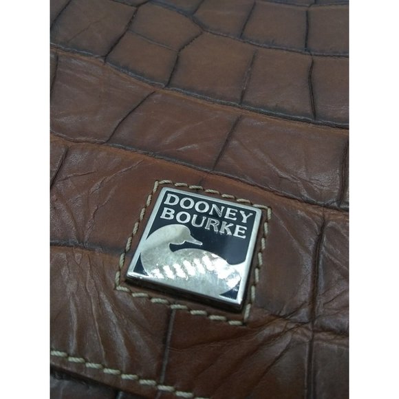 Vtg. Sm. Dooney &Bourke Italy Leather Croc Style Embossed Leather Bayou Bag - Picture 11 of 12